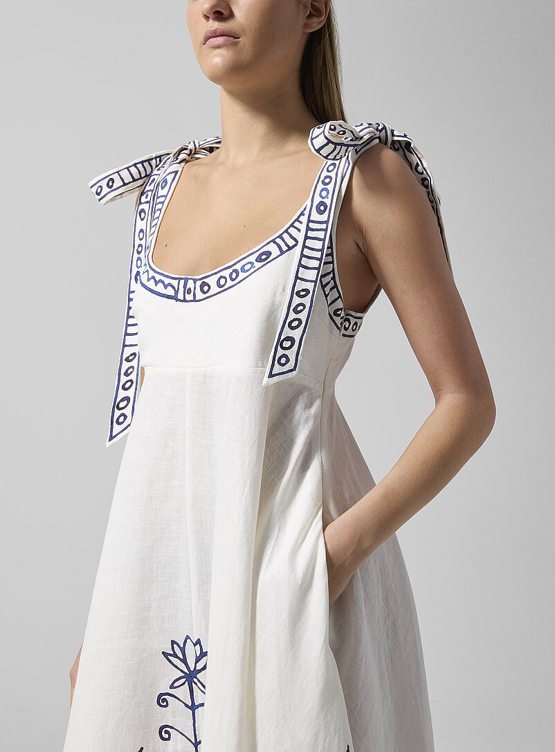 Leela blue pattern pure linen dress product image 2