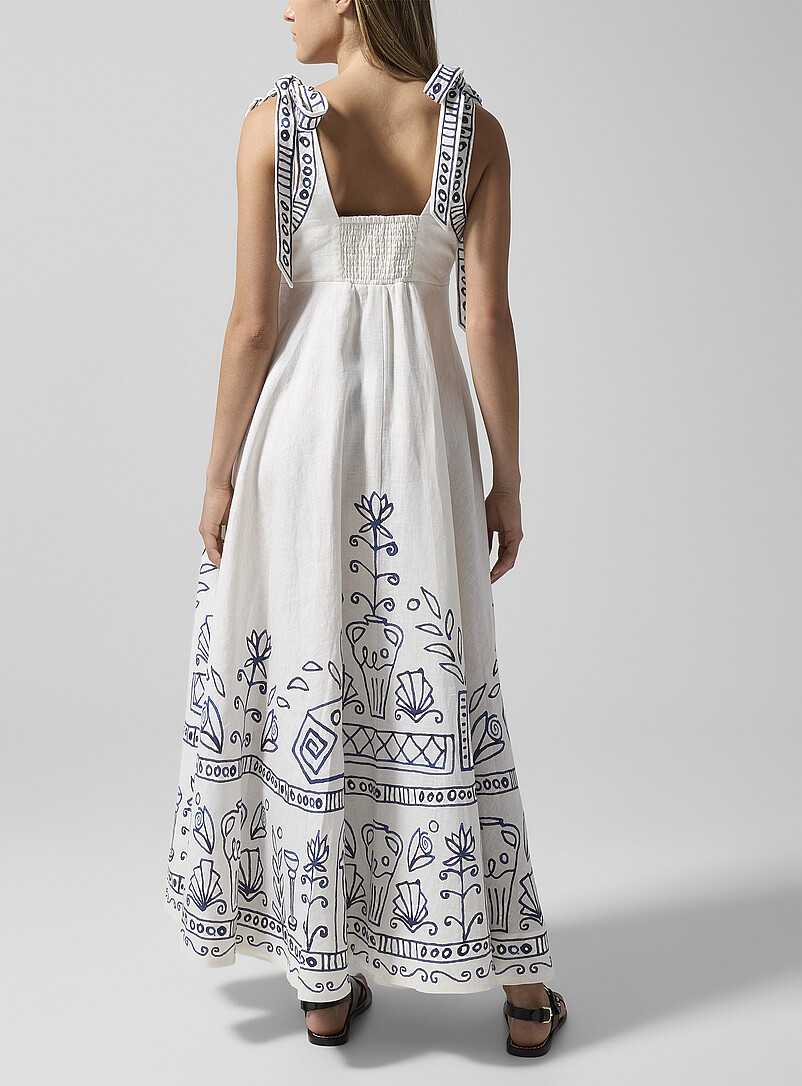 Leela blue pattern pure linen dress product image 3