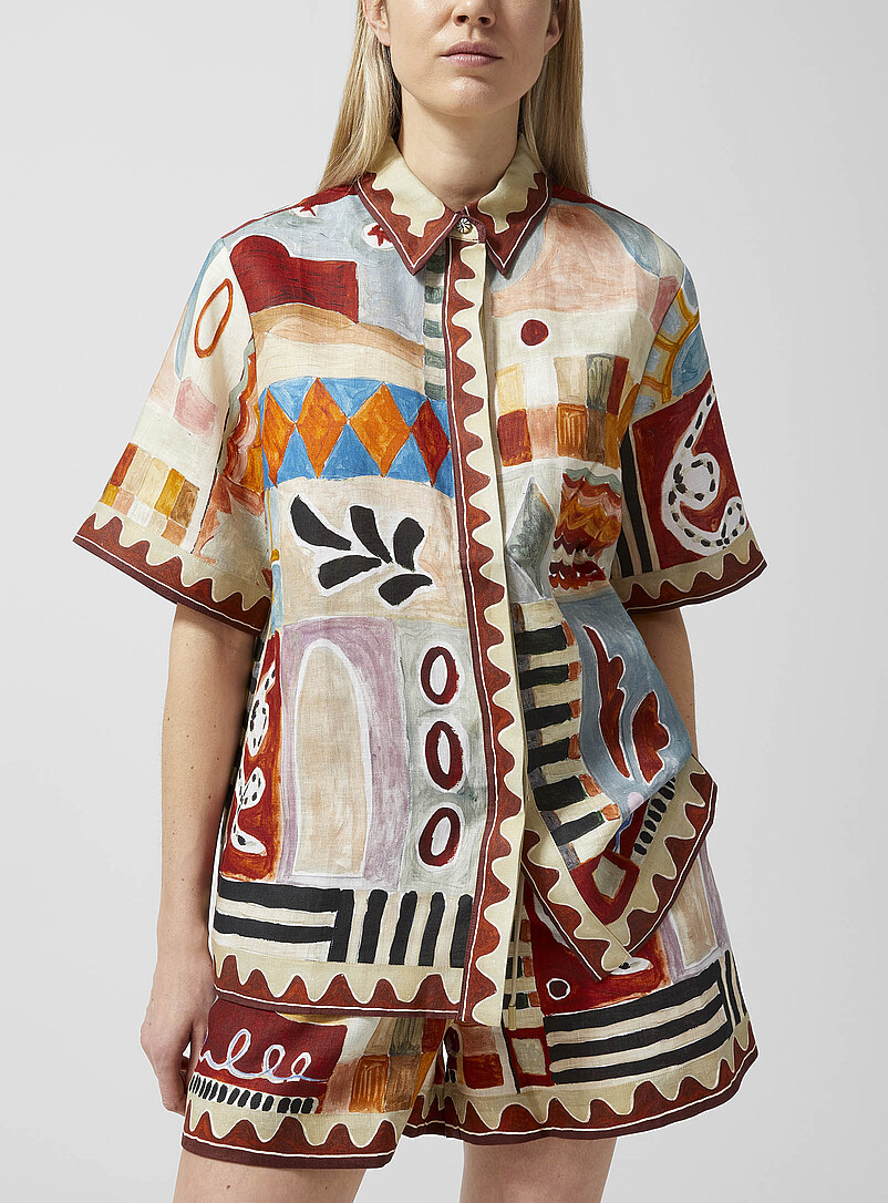 Michelle Painted Shapes Pure Linen Shirt