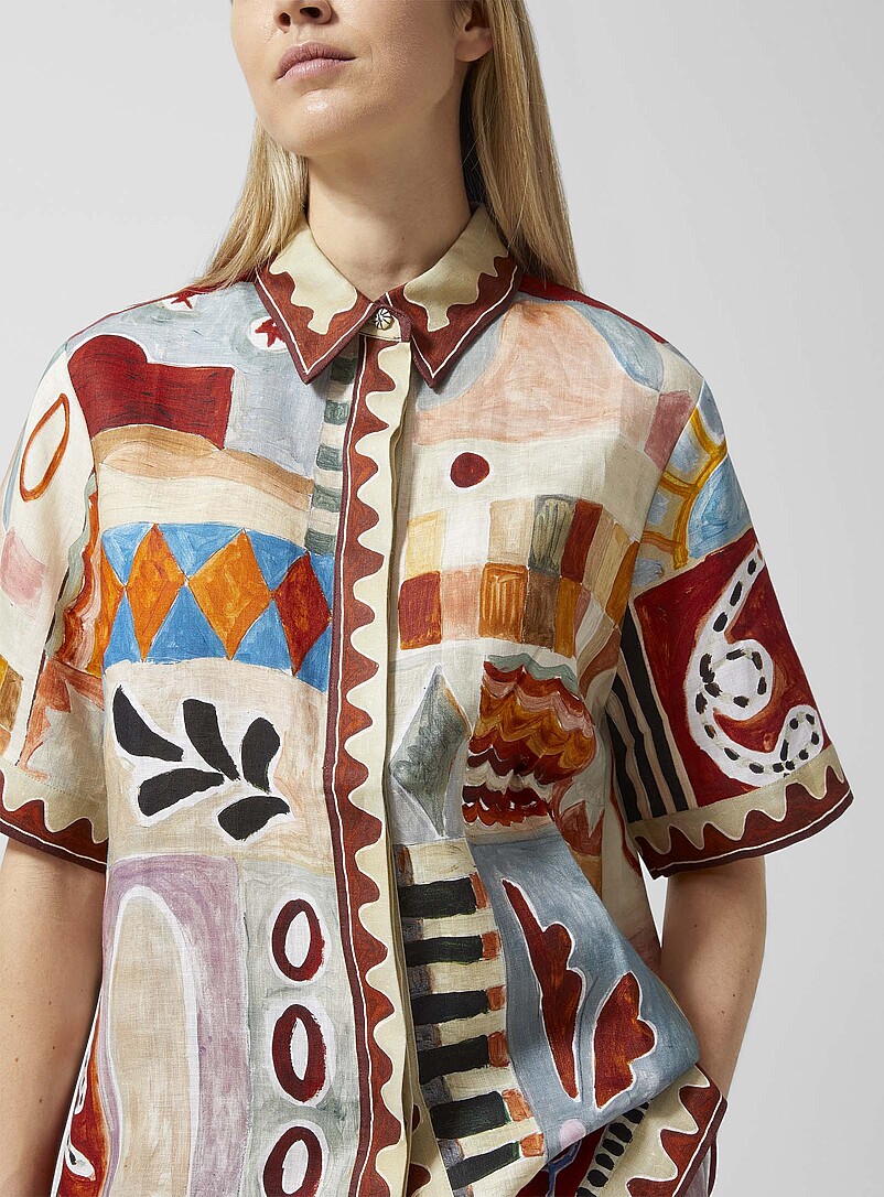 Michelle painted shapes pure linen shirt product image 2