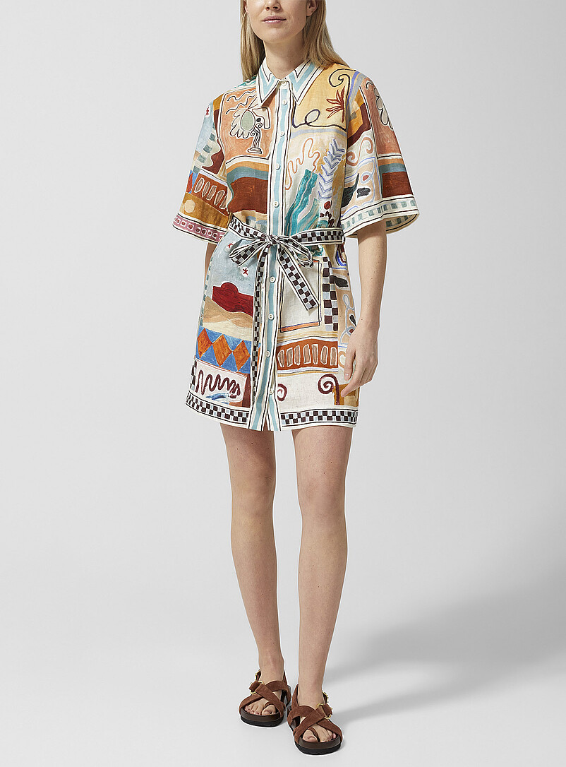 Painted Shapes Pure Linen Shirtdress