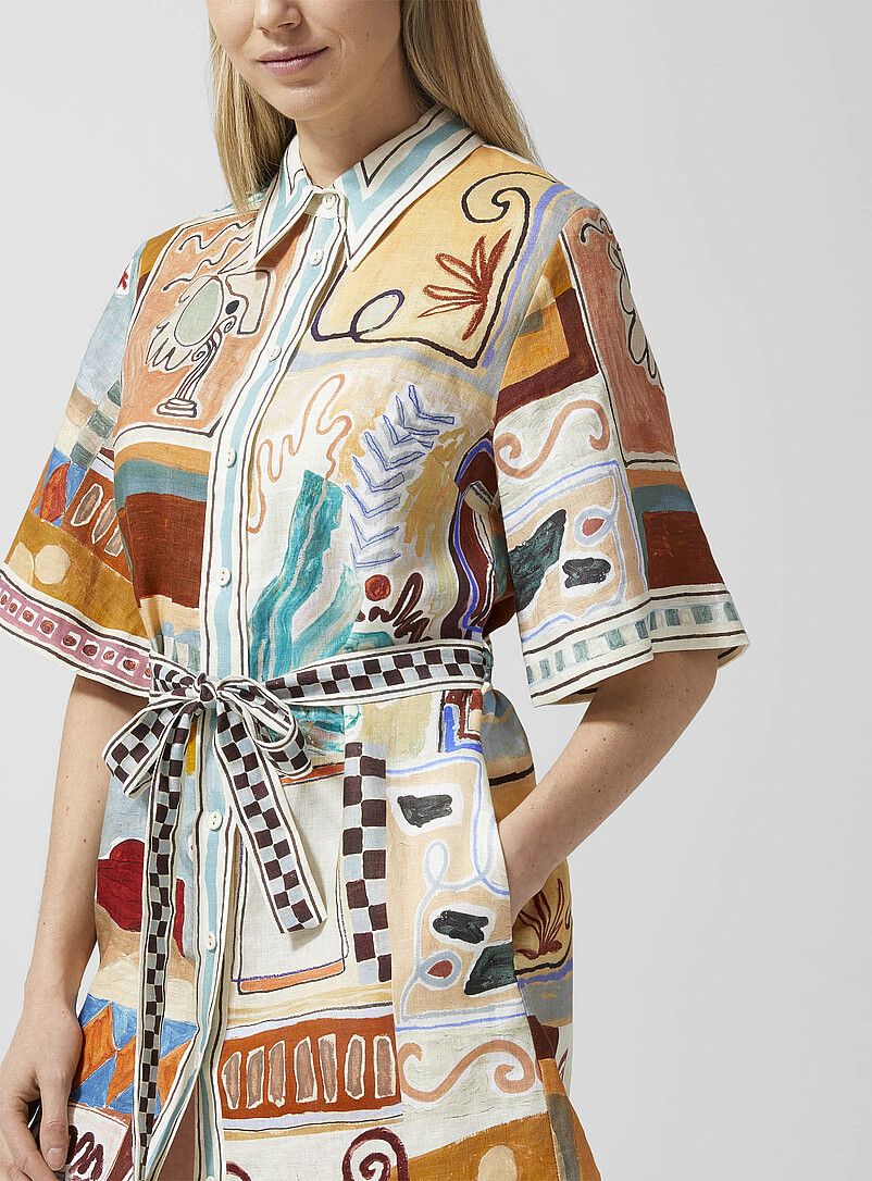 Painted shapes pure linen shirtdress product image 2