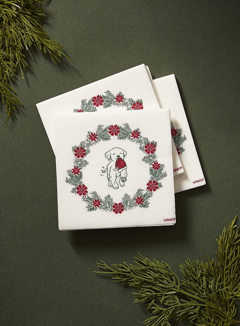 Christmas dog paper napkins 12.5 x 12.5 cm. Pack of 20. | Simons Maison ...