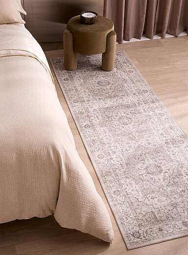 Le tapis de couloir histoire persane en cama&iuml;eu 75 x 215 cm