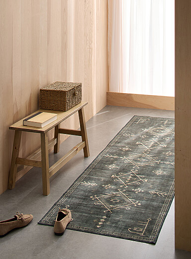Simons Maison Patterned Grey Deep grey diamonds and triangles hallway rug 75 x 245 cm