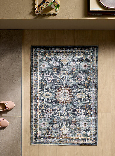 Simons Maison: Le tapis style persan jardin de minuit Voir nos formats offerts Bleu &agrave; motifs