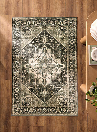 Simons Maison: Le tapis style persan gris et vert 120 x 180 cm Vert &agrave; motifs