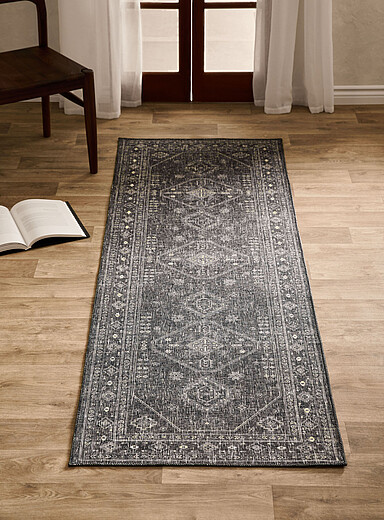 Simons Maison: Le tapis de couloir style persan tons gris 75 x 215 cm Gris &agrave; motifs