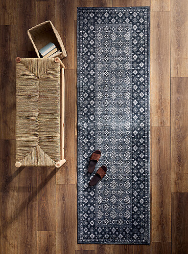 Simons Maison: Le tapis de couloir style persan bleu de nuit 75 x 245 cm Ardoise