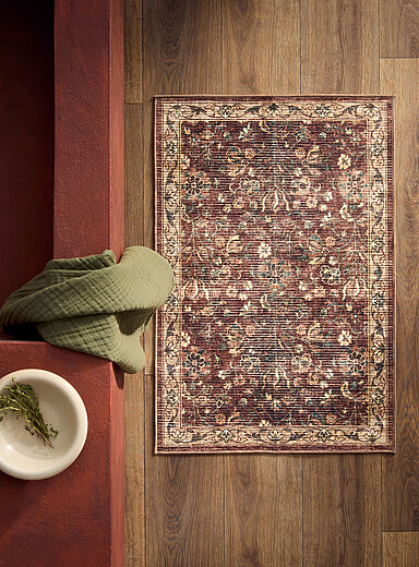 Simons Maison: Le tapis imprim&eacute; fleurs d'automne 60 x 90 cm Brun &agrave; motifs