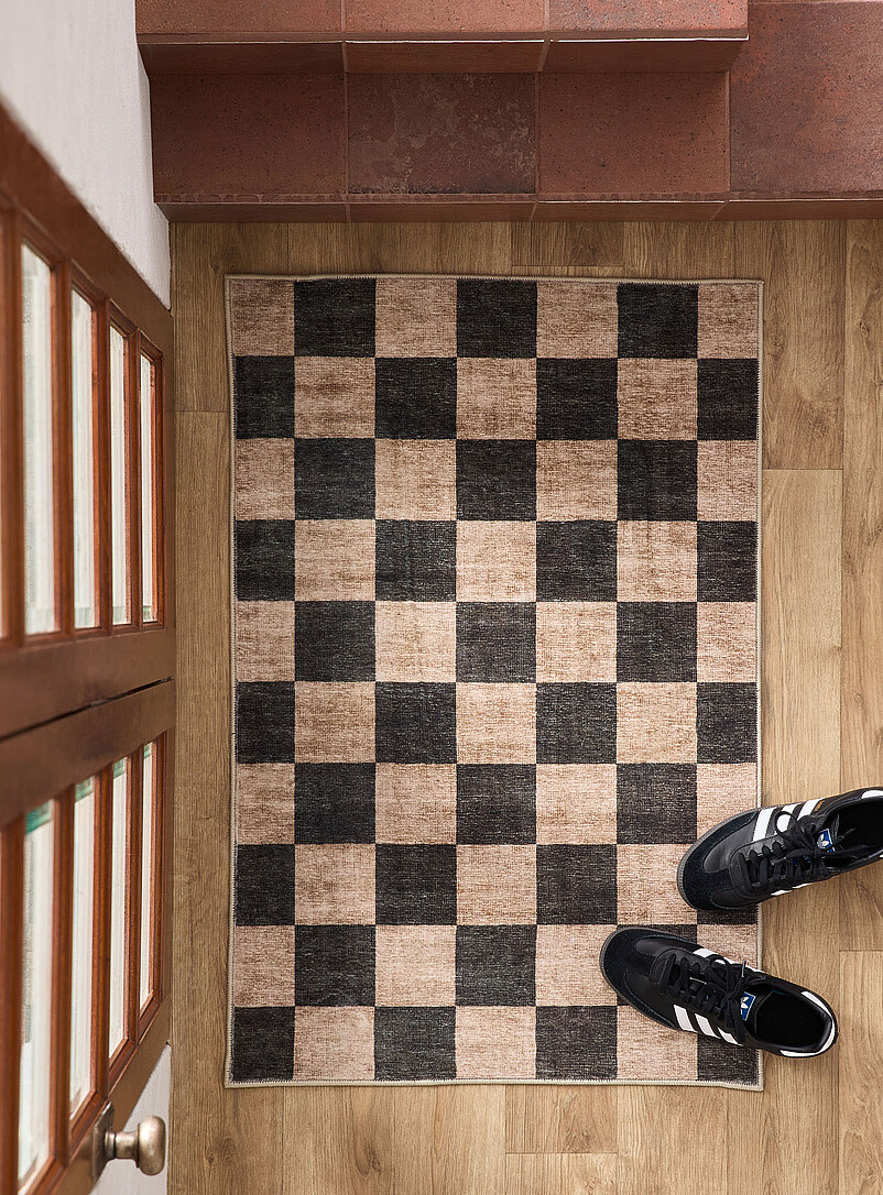 Natural checkerboard ultra-soft rug 60 x 90 cm product image (primary)