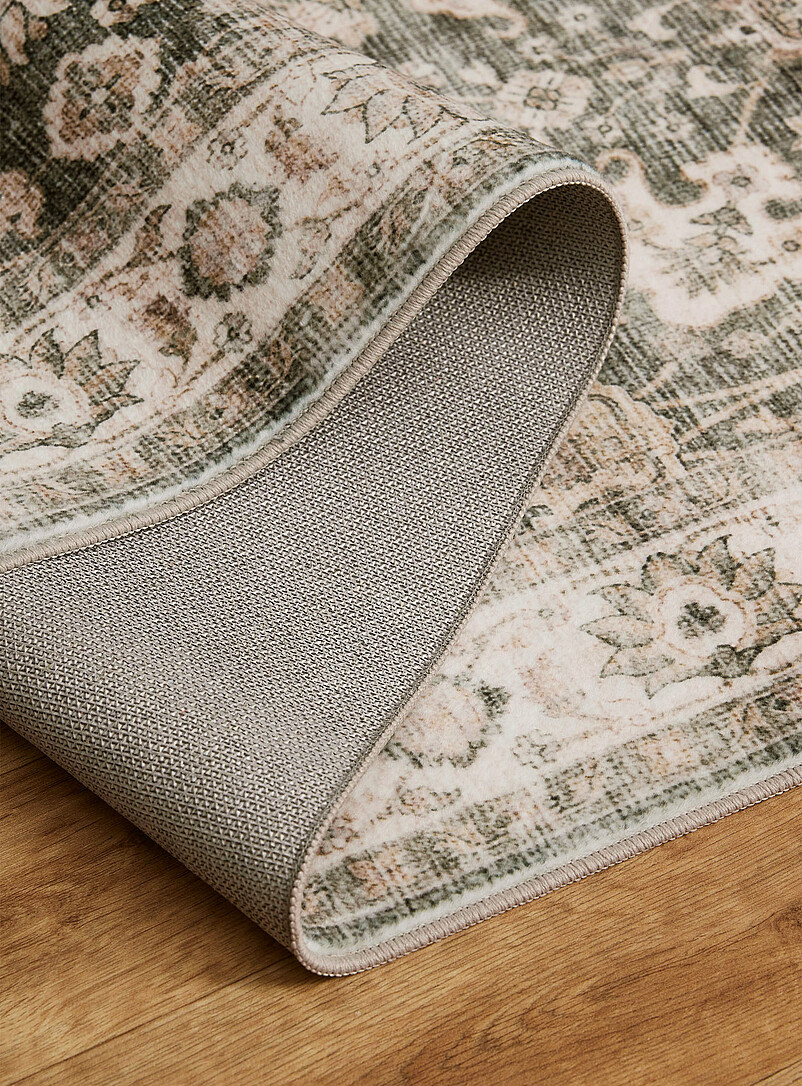 Ecru and green ultra-soft Persian-style hallway rug 75 x 245 cm product image 2