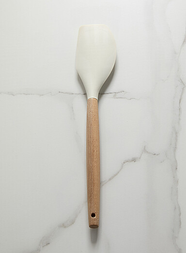 Cuillère à Mélanger En Silicone Forme Cœur - Poignée En Bois - Spatule Isolante Pour Cuisine - Vert - Accessoire Pâtisserie