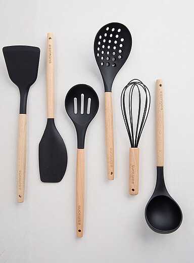Simons Maison White Wood and silicone kitchen utensils 6-piece set