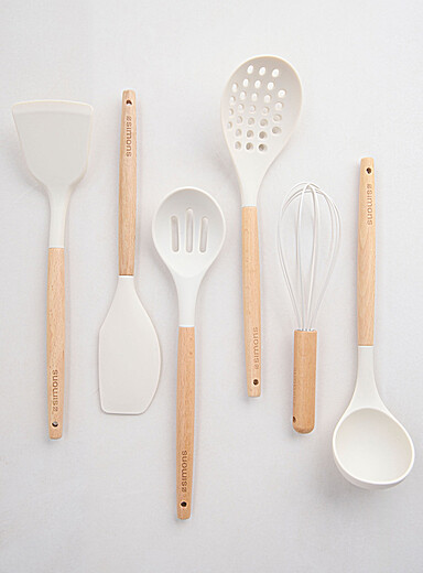 Wood and silicone kitchen utensils 6-piece set