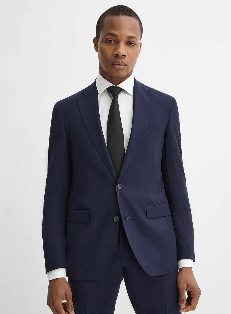 Atelier Montr&eacute;al: Le complet essentiel pure laine <b>Coupe semi-ajust&eacute;e</b> Noir pour homme