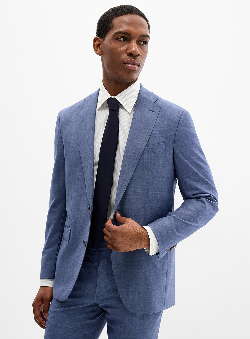 Atelier Montr&eacute;al Blue Blueberry piqu&eacute; suit <b>Semi-slim fit</b> for men