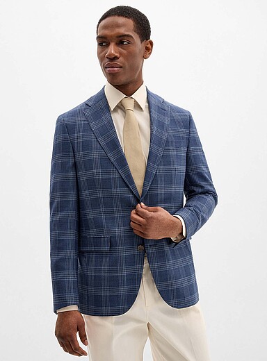 Le veston prince de Galles bleu denim