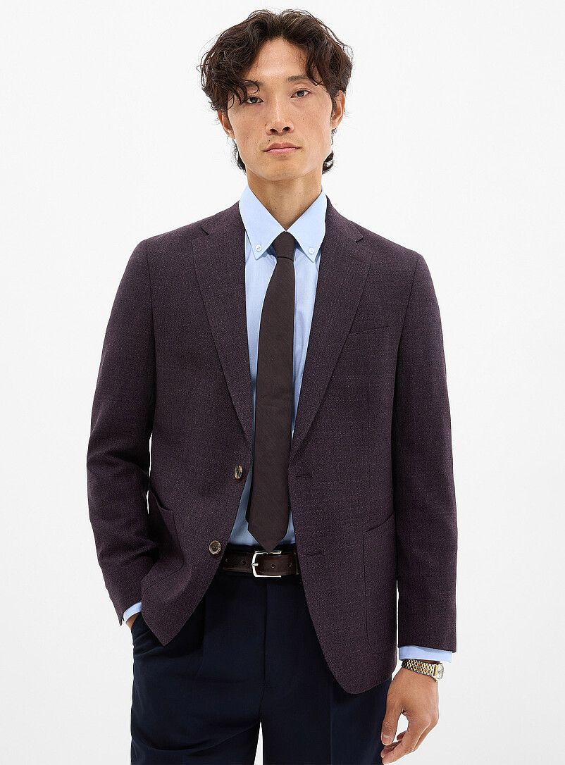 Atelier Montr&eacute;al Burgundy Purple piqu&eacute; jacket for men