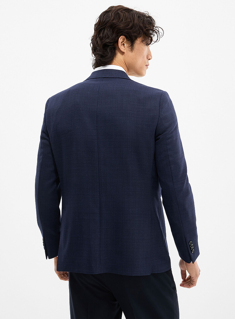 Atelier Montr&eacute;al Blue Dark blue piqu&eacute; jacket for men