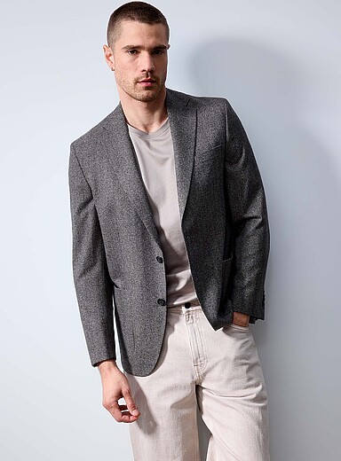 Atelier Montr&eacute;al Brown Herringbone knit jacket for men
