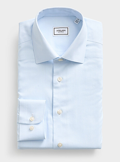 Atelier Montr&eacute;al Baby Blue Pure cotton Dobby shirt for men