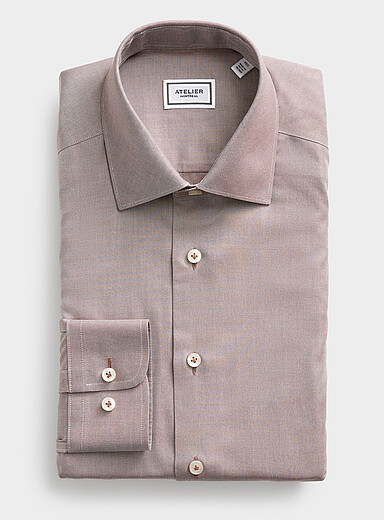 Atelier Montr&eacute;al Brown Brown twill shirt <b>Modern fit</b> for men