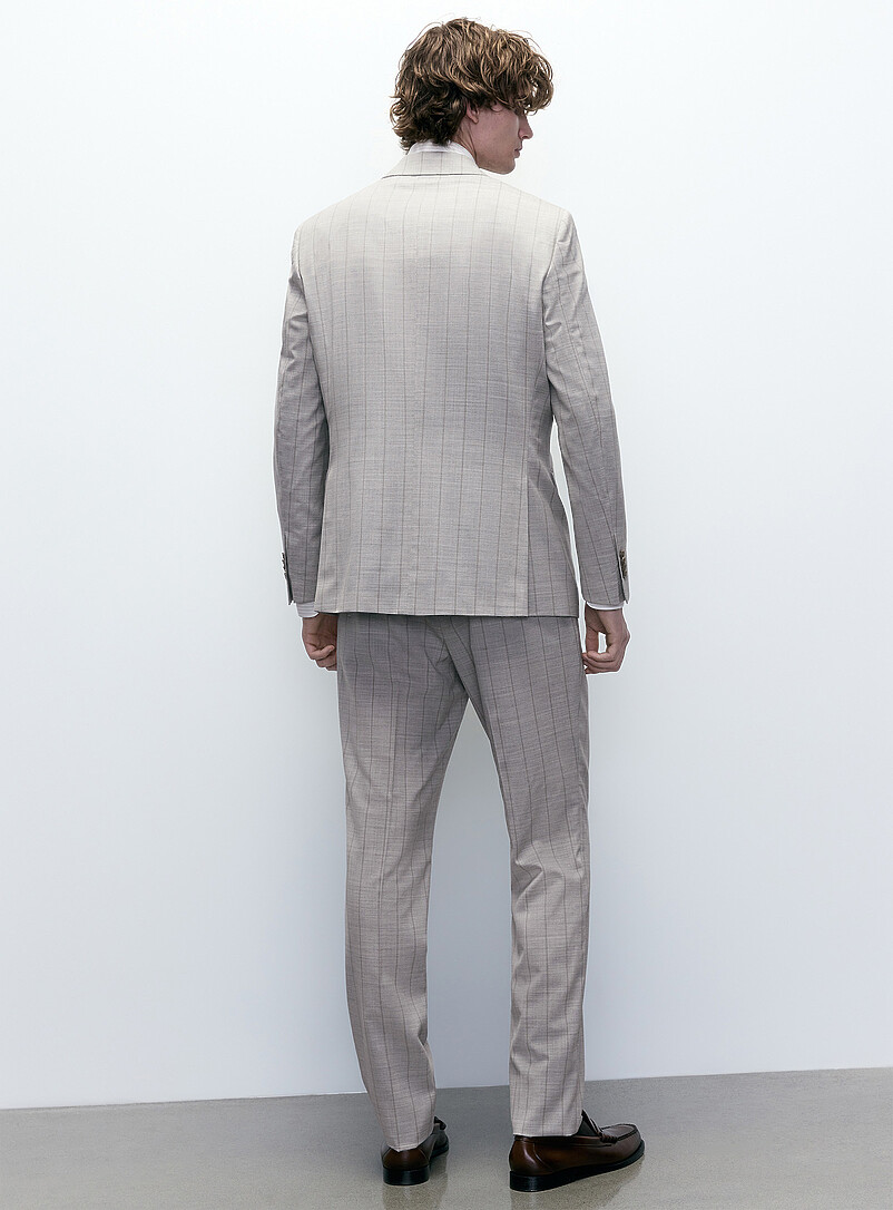 Beige stripe double-breasted suit Semi-slim fit product image 3