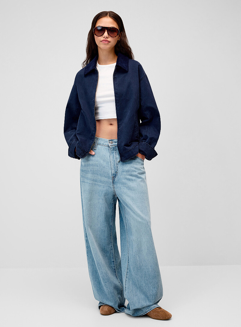 Corduroy-collar zip-up twill jacket | Twik | Women's Jackets and