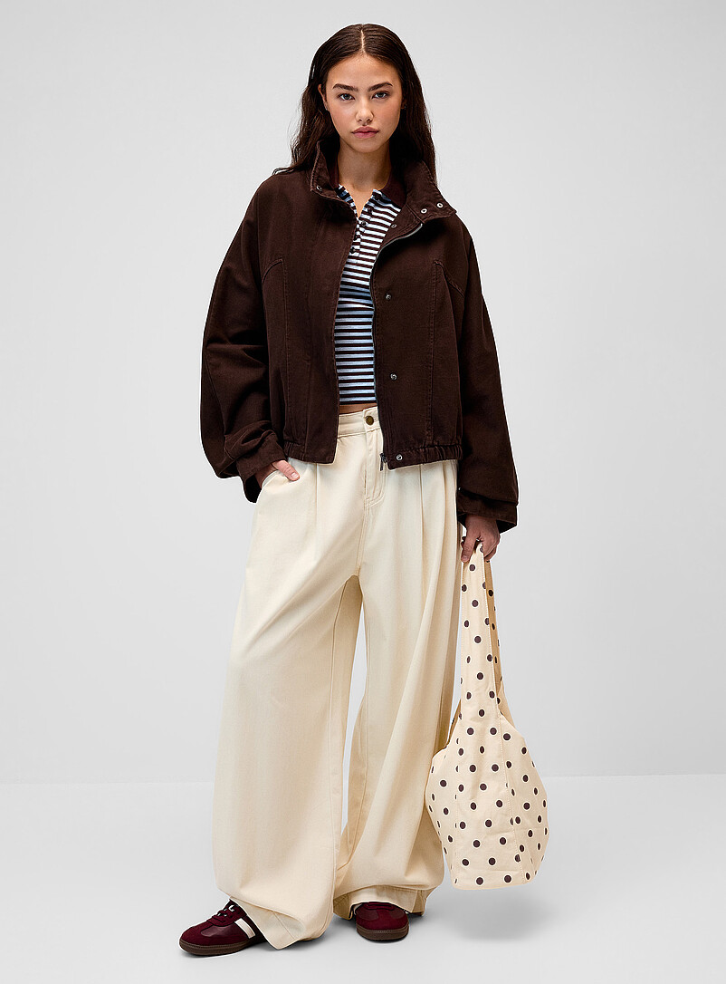 Funnel neck washed twill jacket product image (primary)