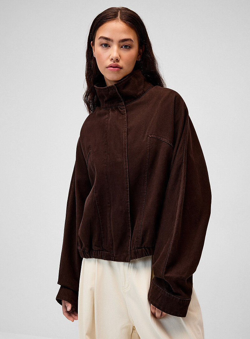 Funnel neck washed twill jacket product image 2