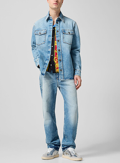 Versace Blue Studded faded jean for men