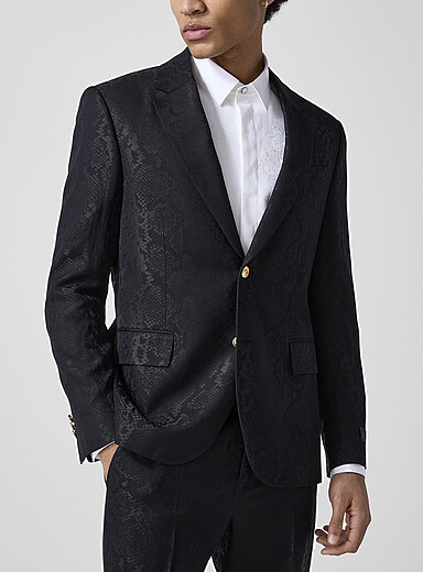 Versace: Le veston jacquard serpent Noir pour homme