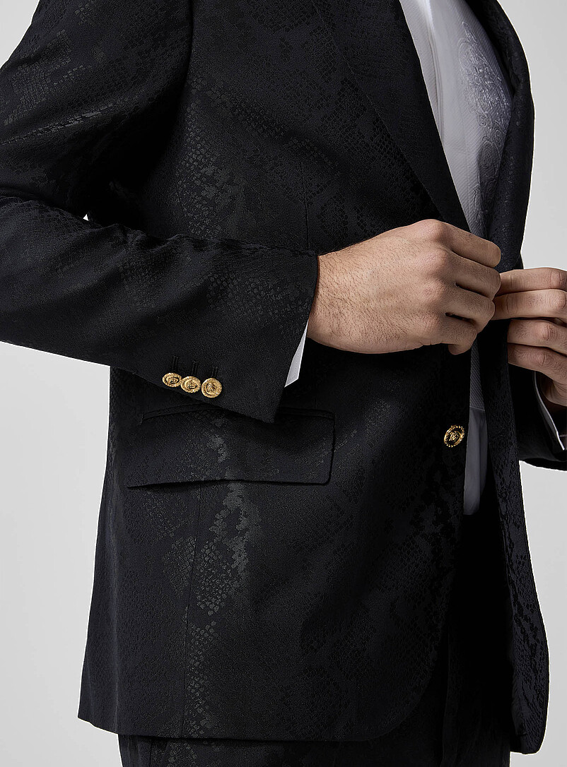 Versace Black Snakeskin print jacquard blazer for men