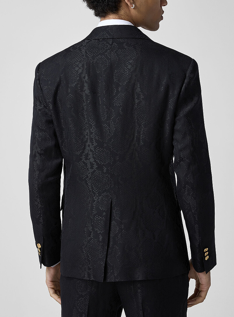 Versace Black Snakeskin print jacquard blazer for men