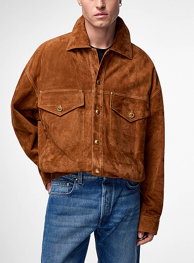 Versace Brown Golden buttons suede jacket for men