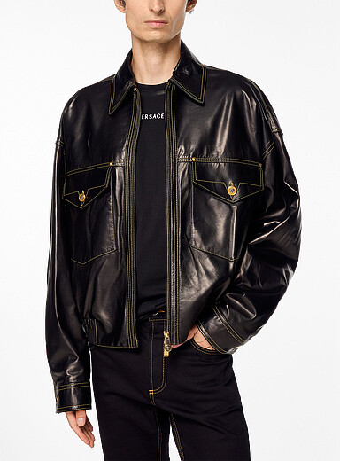 Contrast topstitching Nappa Leather jacket