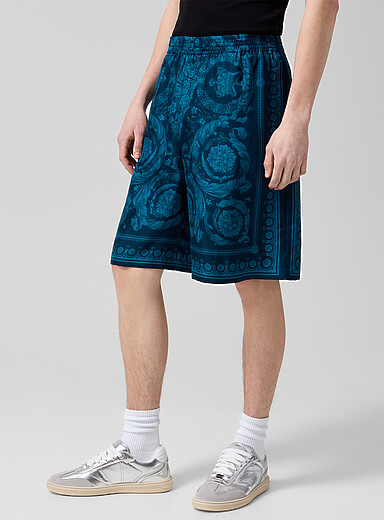 Versace Black Barocco pure silk Bermuda short for men