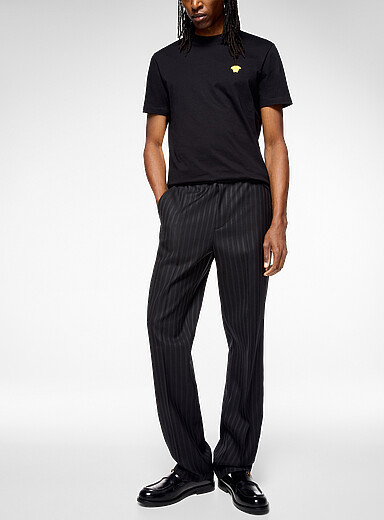 Versace Patterned Black Greca jacquard wool pant for men