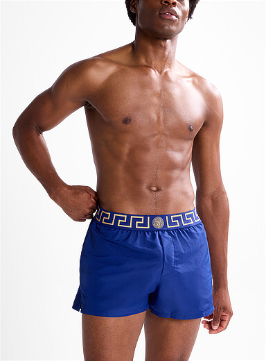 Versace Royal/Sapphire Blue Greca waistband swim short for men
