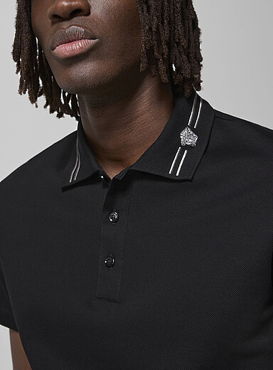 Versace: Le polo col brod&eacute; Medusa Noir pour homme