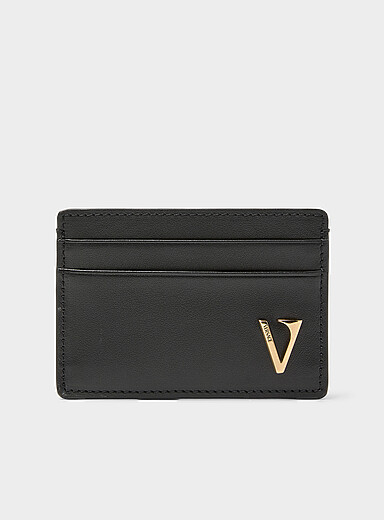 Versace Black Golden logo leather card holder for men