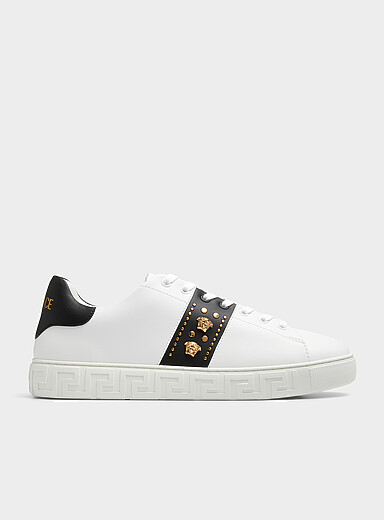 Versace: Le sneaker en nylon Greca double M&eacute;dusa Homme Blanc pour homme