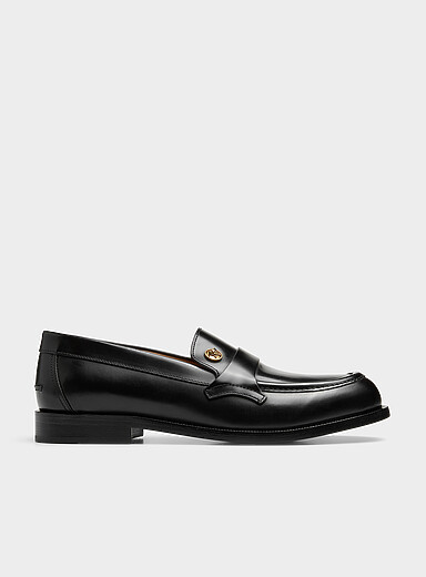Versace Black Manu leather loafers Men for men