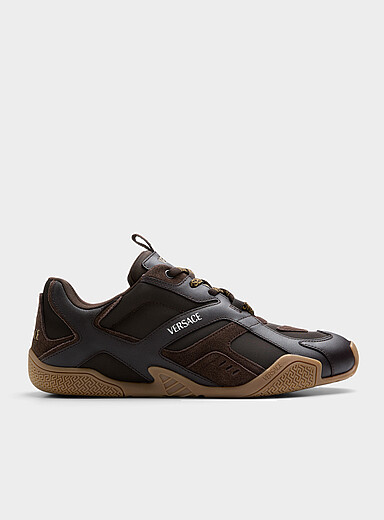 Versace Brown Galaxia brown leather sneakers Men for men