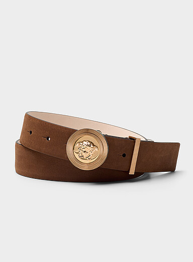La ceinture en su&egrave;de boucle dor&eacute;e Medusa