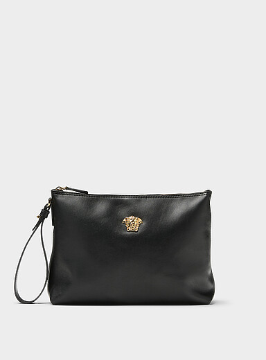 Logo leather clutch