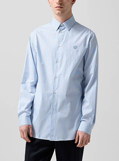Versace Grey Medusa logo striped shirt for men