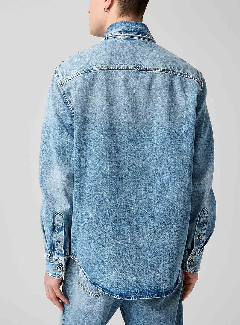 Studded denim overshirt | Versace | | Simons