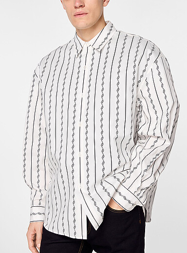 Versace Patterned White Greca jacquard striped shirt for men